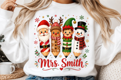Personalized Teacher Christmas Pencil PNG Product Image 3