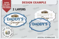 3D Wooden Sign Laser Cut. Daddy's Garage Sign SVG Product Image 2