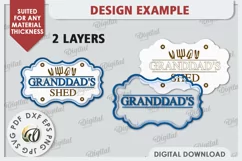 3D Wooden Sign Laser Cut. Granddad's Shed Sign SVG Product Image 2