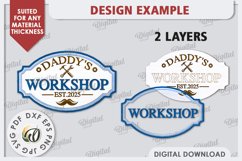 3D Wooden Sign Laser Cut. Daddy&#039;s Workshop Sign SVG Product Image 2