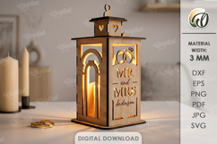 3D Personalized wedding lantern Laser cut. Candle holder SVG Product Image 1