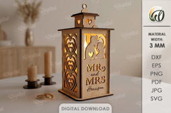 3D Personalized wedding lantern Laser cut. Candle holder SVG Product Image 1