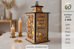 3D Personalized wedding lantern Laser cut. Candle holder SVG Product Image 1