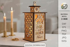 3D Personalized wedding lantern Laser cut. Candle holder SVG Product Image 1