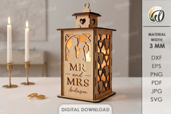 3D Personalized wedding lantern Laser cut. Candle holder SVG Product Image 1