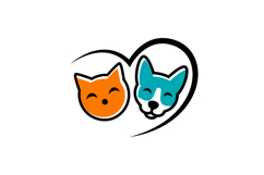 smiling orange cat and teal dog inside a heart Product Image 1