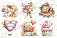Valentine Pets Clipart, PNG, Cute Cats Dogs Bunnies Product Image 5