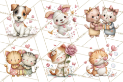 Valentine Pets Clipart, PNG, Cute Cats Dogs Bunnies Product Image 4