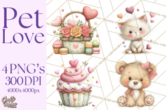 Valentine Pets Clipart, PNG, Cute Cats Dogs Bunnies Product Image 1
