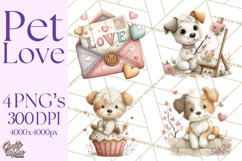 Valentine Pets Clipart, PNG, Cute Cats Dogs Bunnies Product Image 1