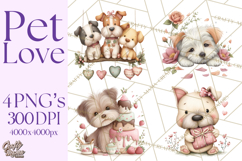Valentine Pets Clipart, PNG, Cute Cats Dogs Bunnies Product Image 1