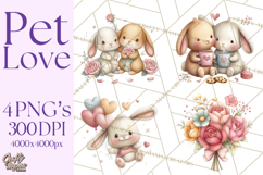 Valentine Pets Clipart, PNG, Cute Cats Dogs Bunnies Product Image 1