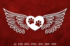 Pet Memorial Angel Wings, Dog Paw SVG, Pet Memorial SVG Product Image 1