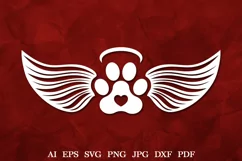 Dog Memorial SVG, Pet Memorial Angel Wings, Pet Paw SVG Product Image 1