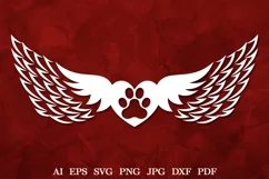 Pet Memorial Angel Wings | Dog Heart Memorial SVG Product Image 1