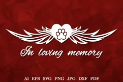 Pet Memorial Heart SVG | Heart Memorial Angel Wings SVG Product Image 1