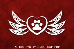 Pet Memorial Angel Wings SVG, Dog Heart Memorial SVG Product Image 1