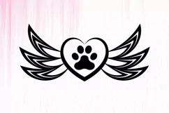 Pet Memorial Angel Wings SVG, Dog Heart Memorial SVG Product Image 2