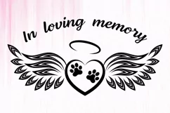 Pet Memorial Heart SVG | Heart Memorial Angel Wings with Paw Product Image 2