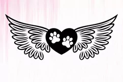 Pet Memorial Angel Wings, Dog Paw SVG, Pet Memorial SVG Product Image 2