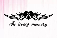 Pet Memorial Heart SVG | Heart Memorial Angel Wings SVG Product Image 2
