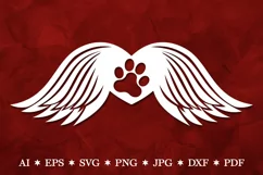 Pet Memorial Angel Wings, Pet Paw SVG, Dog Memorial SVG Product Image 1