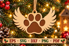 Pet Memorial Laser Cut Wood File, Christmas Ornament SVG Product Image 1