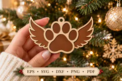 Pet Memorial Laser Cut Wood File, Christmas Ornament SVG Product Image 2