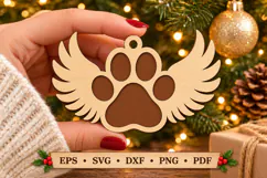 Pet Memorial Laser Cut Wood File, Christmas Ornament SVG Product Image 3