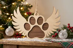 Pet Memorial Laser Cut Wood File, Christmas Ornament SVG Product Image 4