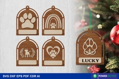 Pet Paw Ornament SVG | Dog Custom Christmas Decor Cut Files Product Image 1
