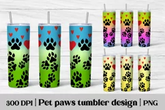 Paw print tumbler sublimation design wrap 20 Oz, paw tumbler wrap, dog paws tumbler, cat paws tumbler.