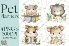 Pet Clipart PNG, Pastel Animal Planner Icons Product Image 1