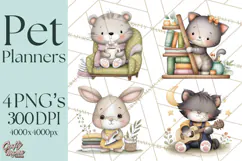 Pet Clipart PNG, Pastel Animal Planner Icons Product Image 1