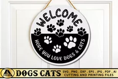 Dog Cat Welcome Home Sign SVG Dog Lover SVG Paw Print SVG Product Image 1