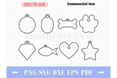 Simple Pet ID Tag Outlines Bundle SVG PNG DXF EPS PDF Product Image 1