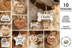 Personalized Pet Collar Tags Bundle Laser Cut. Name Tag SVG Product Image 1