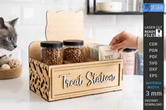 Pet Treat Organizer Laser Cut | Wooden Dog Cat Treat Station Product Image 1