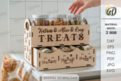 3D Cat Treats Storage Box Laser Cut. Cat Treat Holder SVG Product Image 1