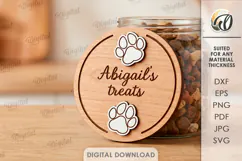3D Pet Treats Jar lid Laser Cut. Mason Jar Topper SVG Product Image 1