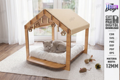 Cat Bed and House Laser Cut Bundle | Pet Furniture | Pet Bed Product Image 7