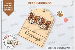 Dogs Earrings Laser Cut. Pets Earrings. Animals Earrings SVG Product Image 1