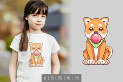 Shiba Inu Dog Blowing a Pink Bubblegum Illustration Product Image 1