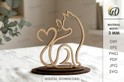 Cat Line Art Stand Laser Cut. Standing Home Decor SVG Product Image 1