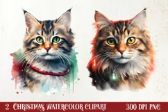 Pets Love Christmas Watercolor Clipart, Christmas PNG Product Image 1