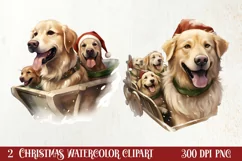 Pets Love Christmas Watercolor Clipart, Christmas PNG Product Image 1