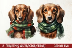 Pets Love Christmas Watercolor Clipart, Christmas PNG Product Image 1