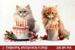 Pets Love Christmas Watercolor Clipart, Christmas PNG Product Image 1