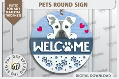 Dog Round Sign Laser Cut Design. Welcome Door Hanger SVG Product Image 1