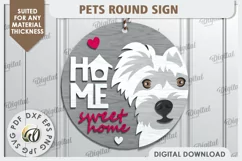 Dog Round Sign Laser Cut Design. Welcome Door Hanger SVG Product Image 1